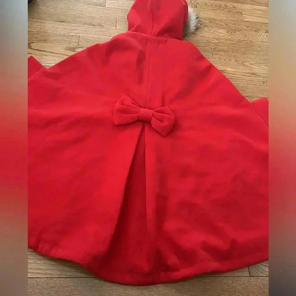 [12] Wool Blend Red Loose Batwing Sleeves  Poncho Hooded Coat Bow Cape Jacket - Picture 11 of 11